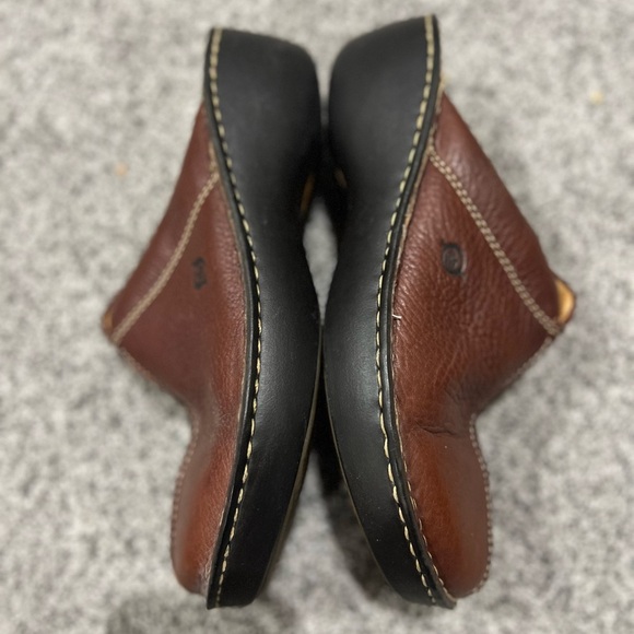 BORN Shoes Womens 8 Brown Platform Wedge Leather Clogs Mule Cottagecore Slip On - Picture 5 of 13
